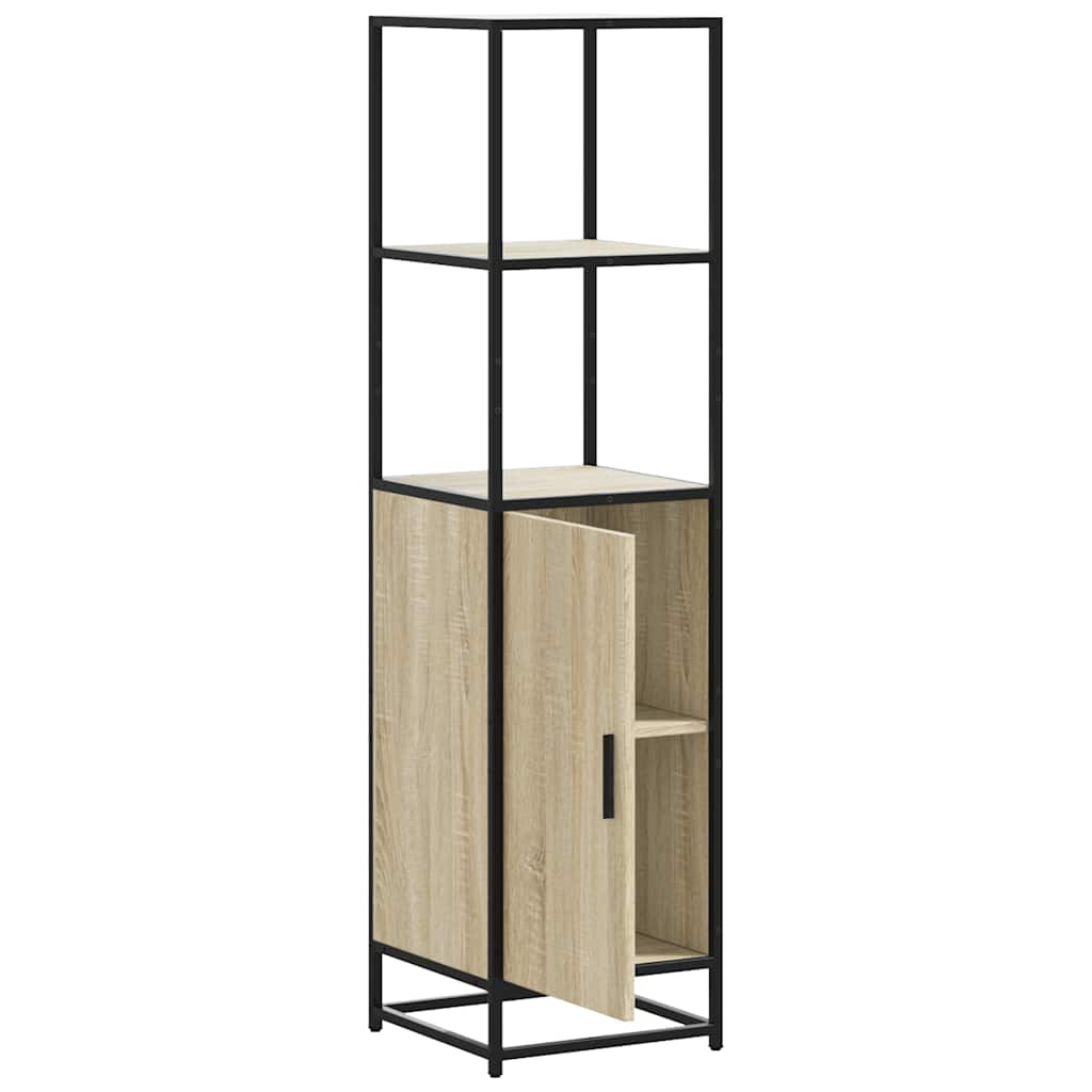 skab sonoma-eg 35,5x35x139 cm konstrueret træ og metal