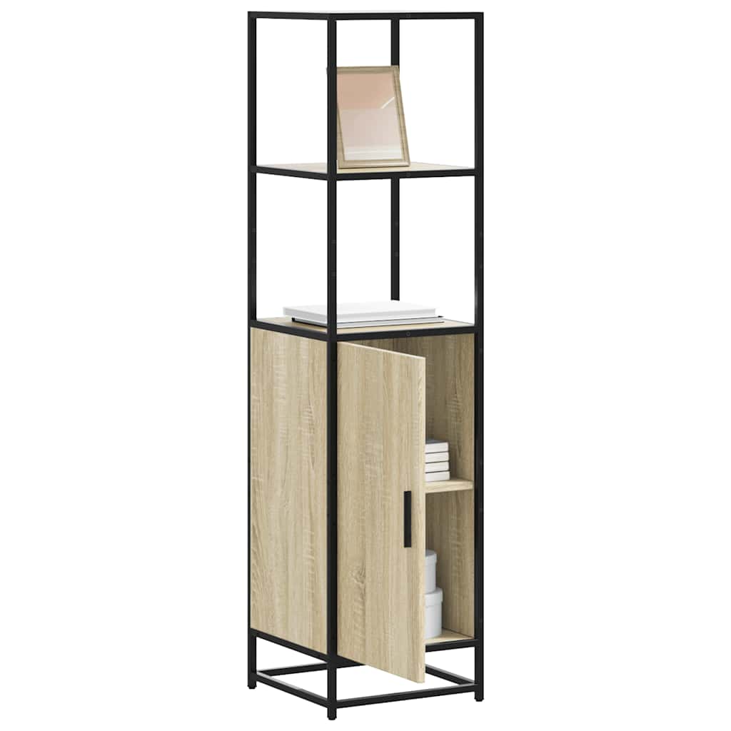 skab sonoma-eg 35,5x35x139 cm konstrueret træ og metal