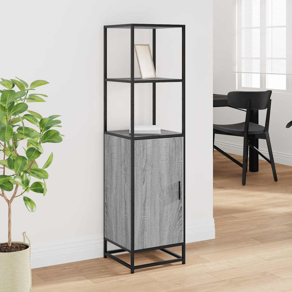 skab 35,5x35x139 cm konstrueret træ grå sonoma-eg og metal
