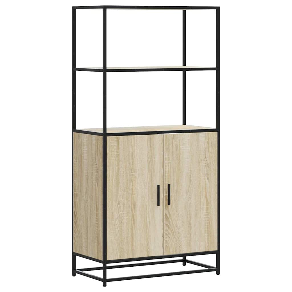 skab sonoma-eg 68x35x139 cm konstrueret træ og metal