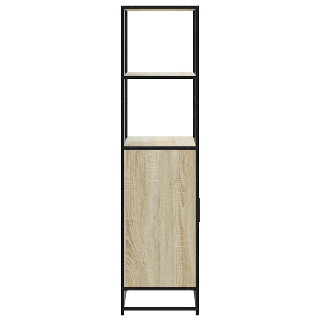 skab sonoma-eg 68x35x139 cm konstrueret træ og metal