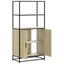 skab sonoma-eg 68x35x139 cm konstrueret træ og metal