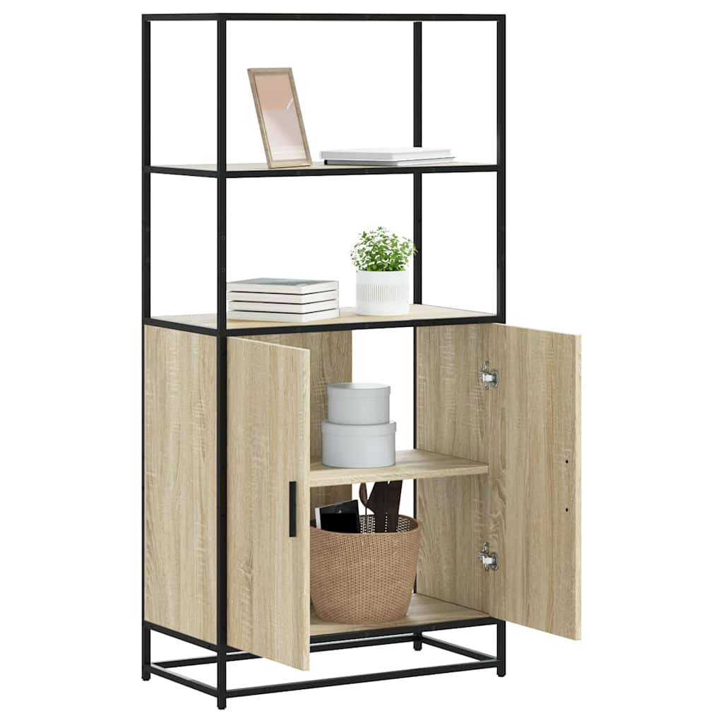 skab sonoma-eg 68x35x139 cm konstrueret træ og metal