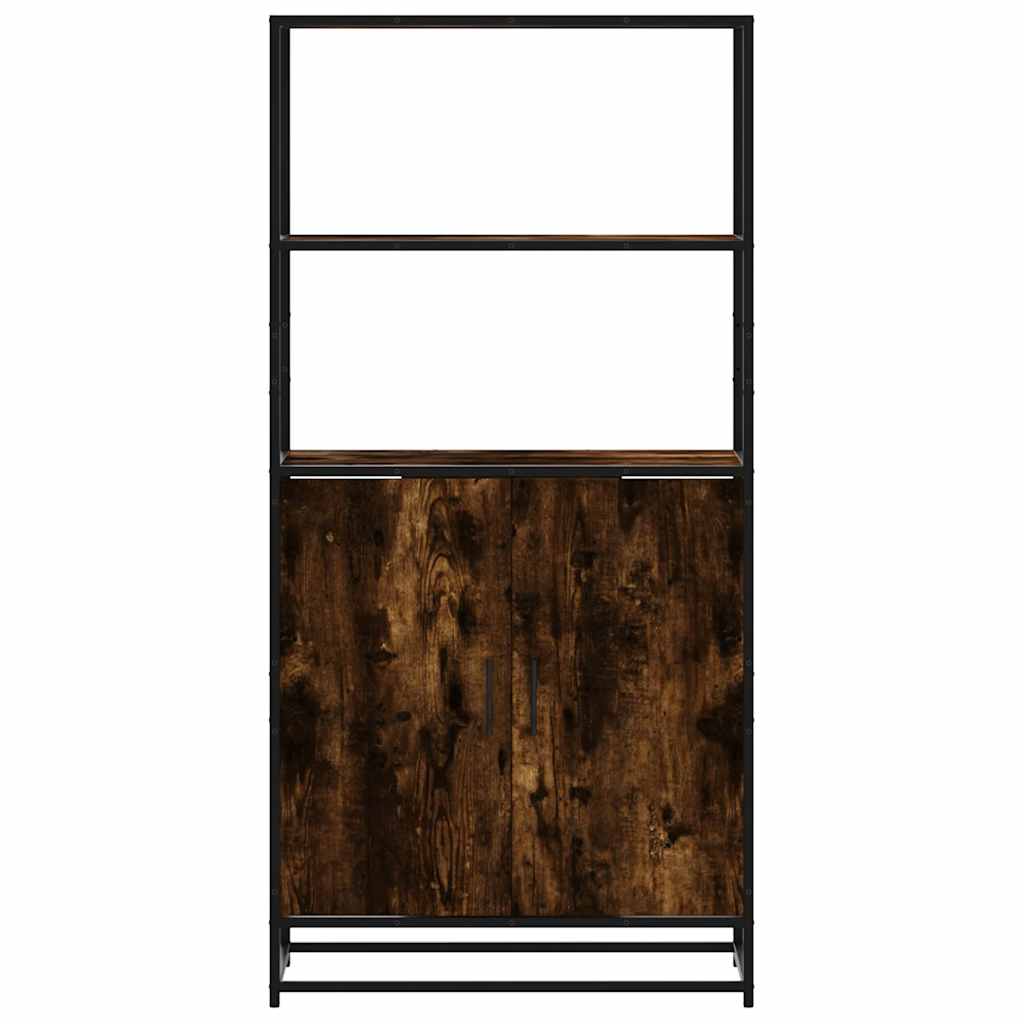 skab sonoma-eg 68x35x139 cm konstrueret træ og metal
