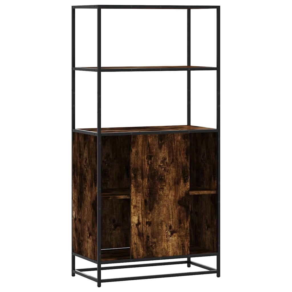 skab sonoma-eg 68x35x139 cm konstrueret træ og metal
