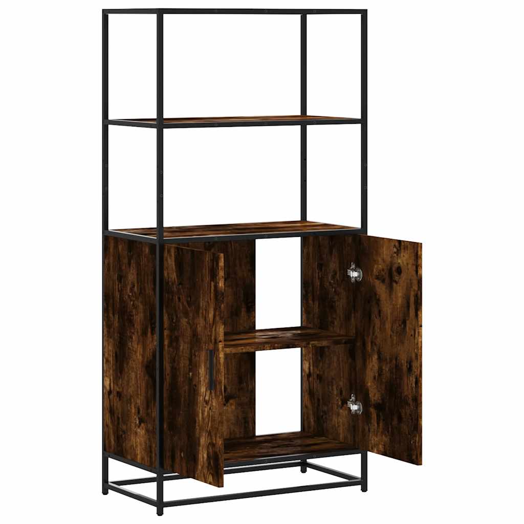 skab sonoma-eg 68x35x139 cm konstrueret træ og metal