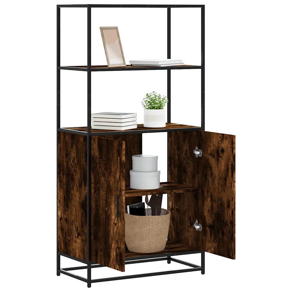 skab sonoma-eg 68x35x139 cm konstrueret træ og metal