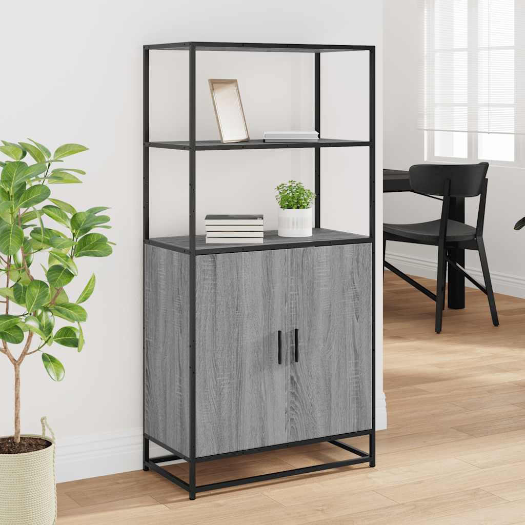 skab 68x35x139 cm konstrueret træ grå sonoma-eg og metal