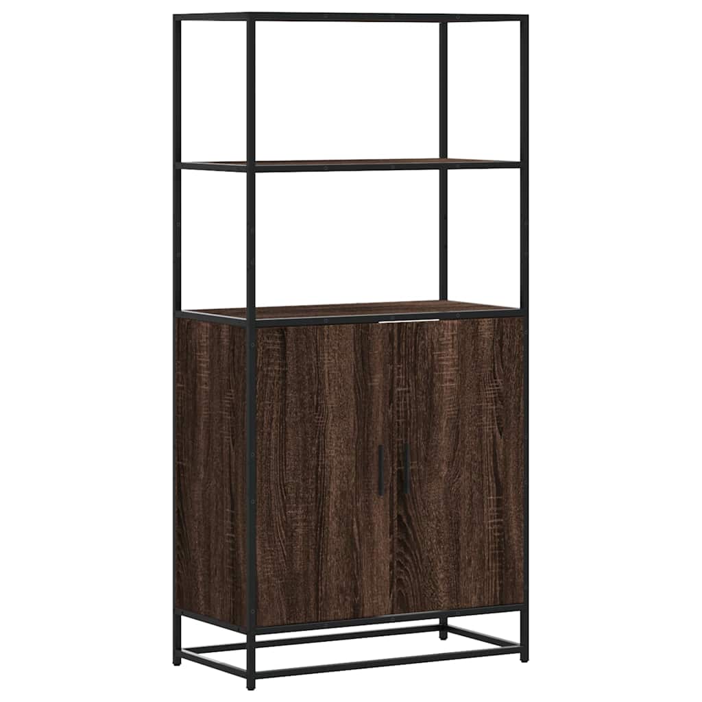 skab brun egetræ 68x35x139 cm konstrueret træ og metal