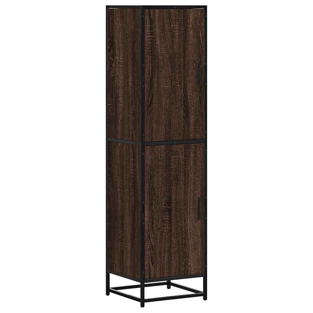 skab brun egetræ 35,5x35x139 cm konstrueret træ og metal