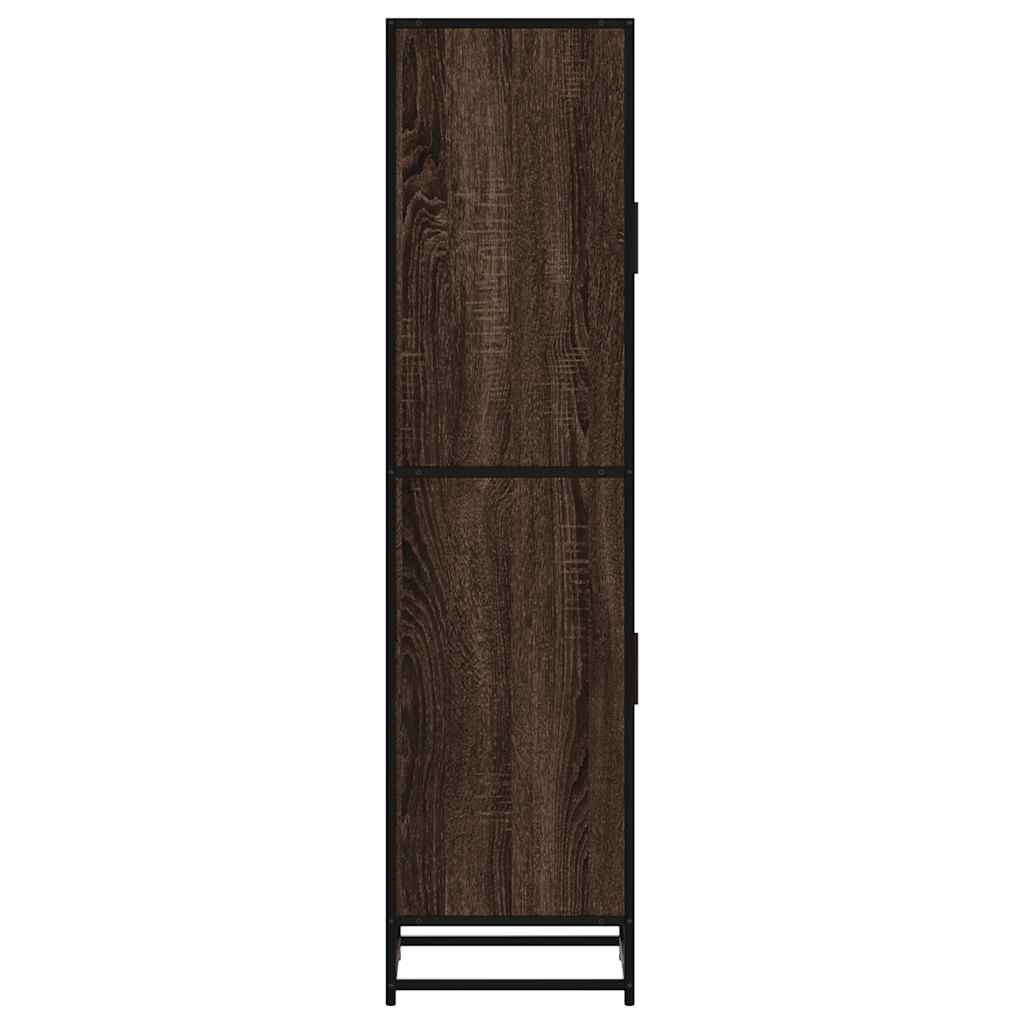 skab brun egetræ 35,5x35x139 cm konstrueret træ og metal