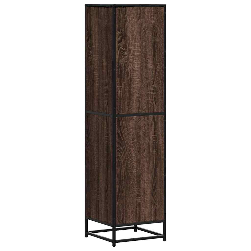 skab brun egetræ 35,5x35x139 cm konstrueret træ og metal