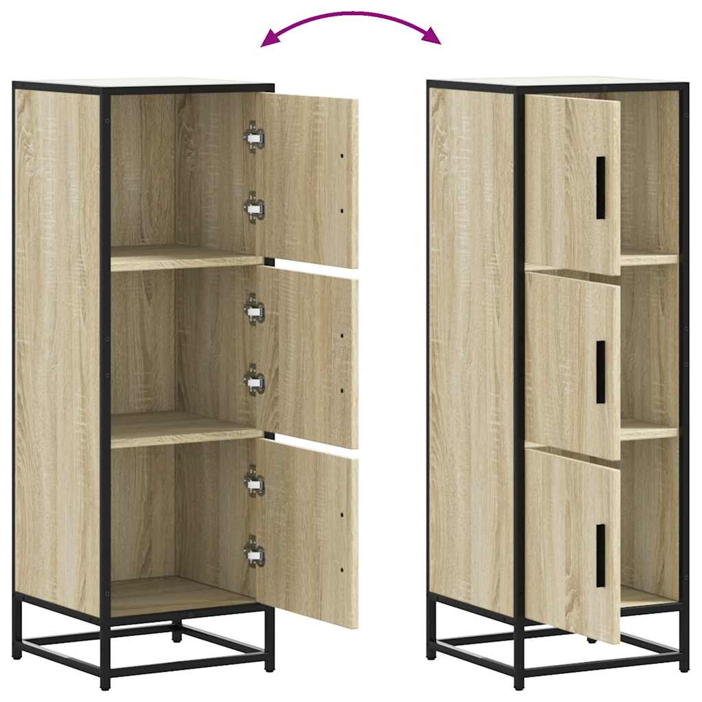 skab sonoma-eg 35,5x35x106,5 cm konstrueret træ og metal