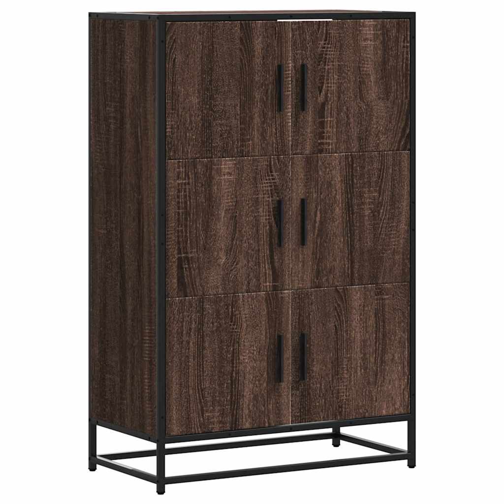 skab 68x35x106,5 cm konstrueret træ og metal brun egetræsfarve
