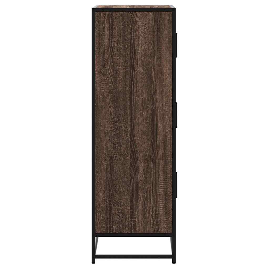 skab 68x35x106,5 cm konstrueret træ og metal brun egetræsfarve