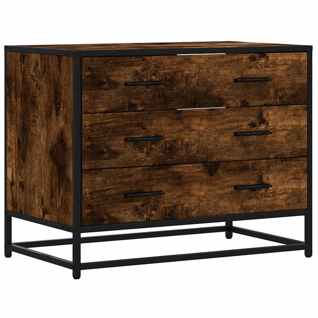 kommode 70x41x56 cm konstrueret træ røget egetræsfarve