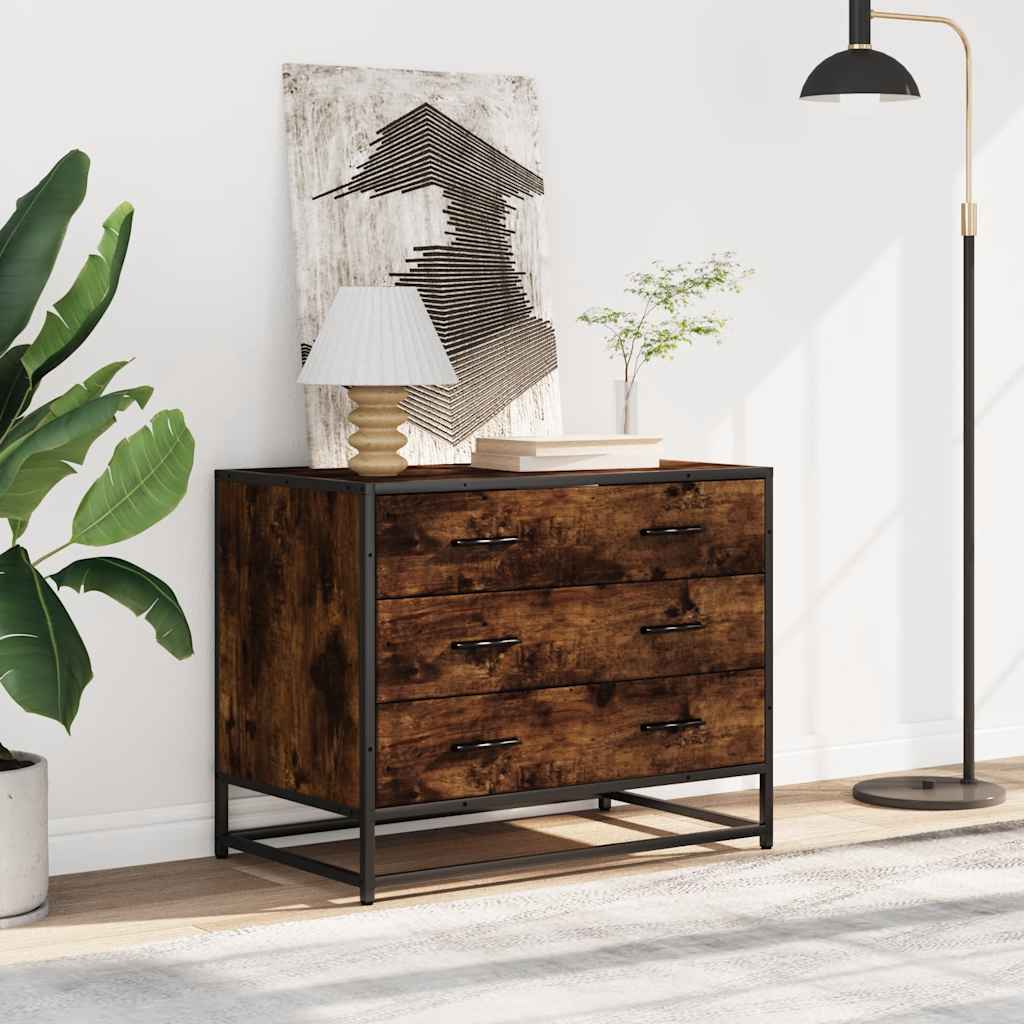 kommode 70x41x56 cm konstrueret træ røget egetræsfarve
