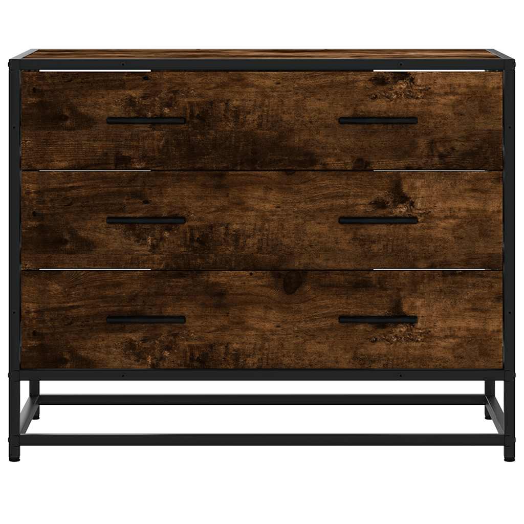 kommode 70x41x56 cm konstrueret træ røget egetræsfarve