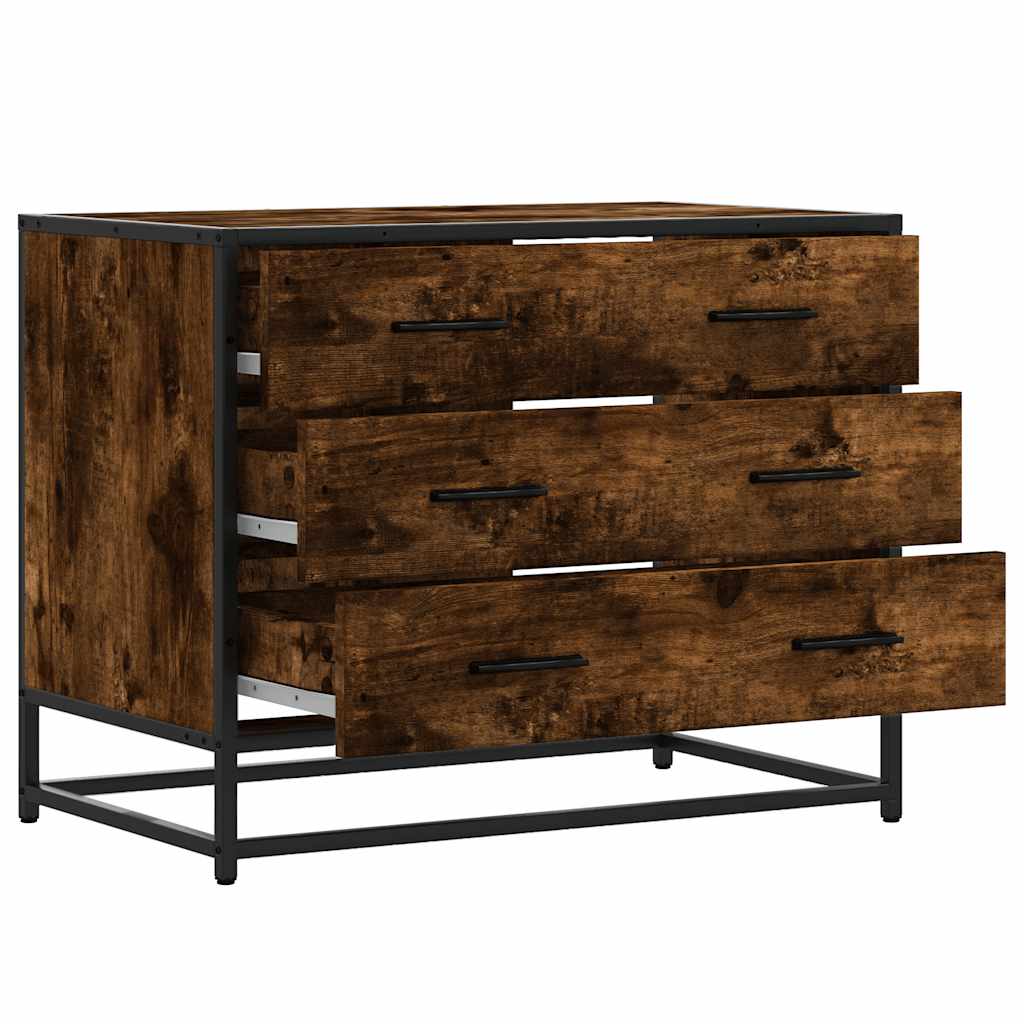 kommode 70x41x56 cm konstrueret træ røget egetræsfarve