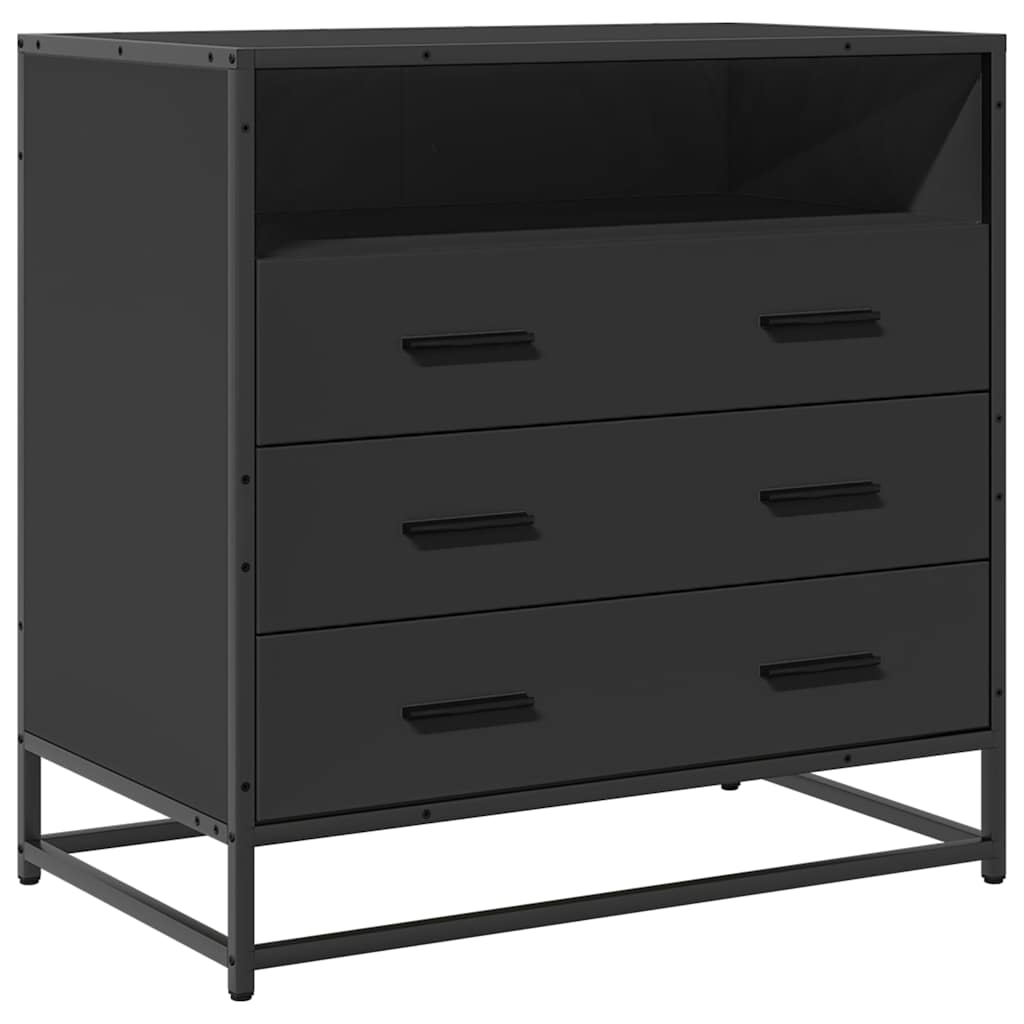 skuffeskab 70x41x70 cm konstrueret træ sort