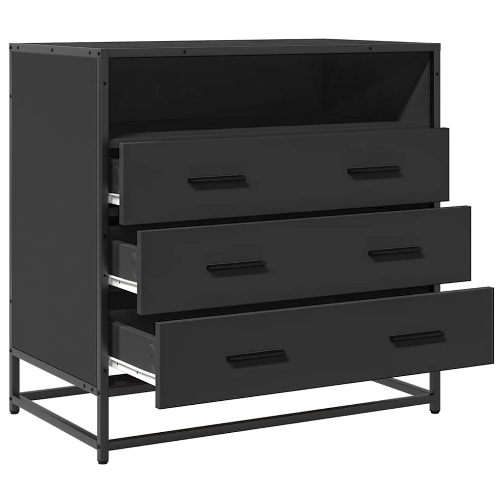 skuffeskab 70x41x70 cm konstrueret træ sort