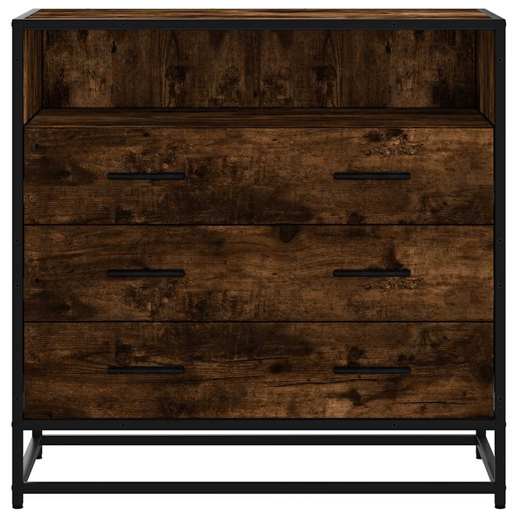 kommode 70x41x70 cm konstrueret træ røget egetræsfarve