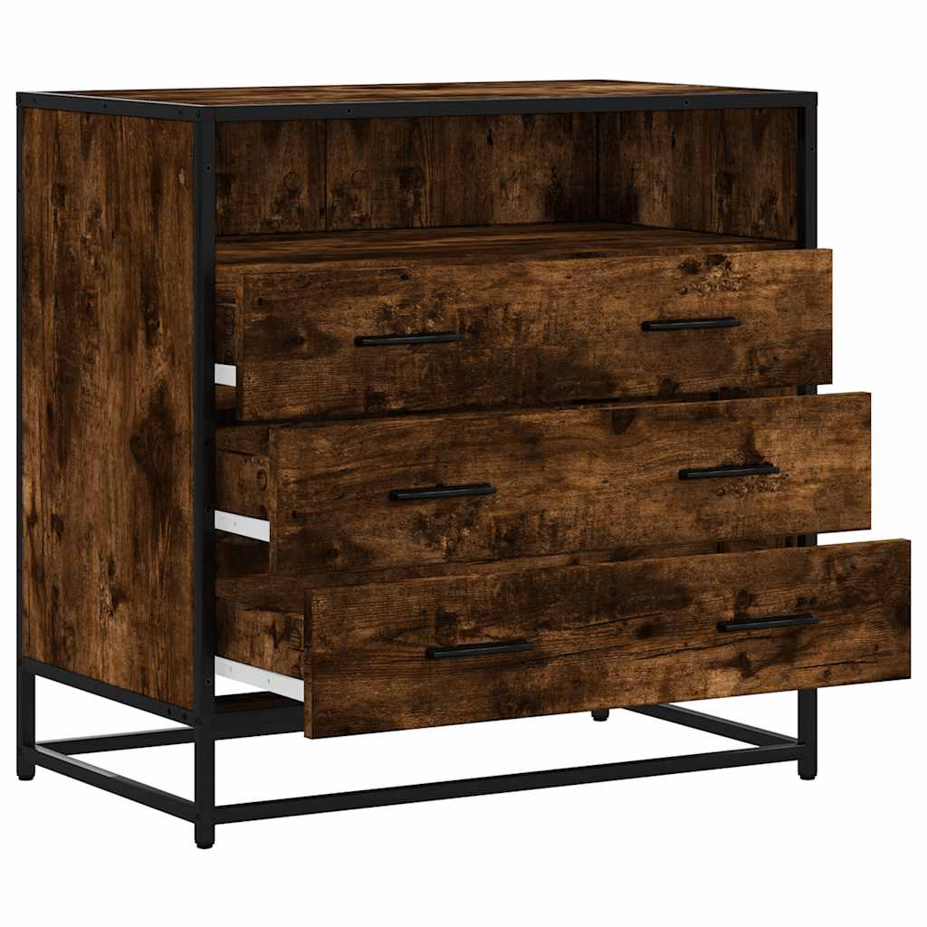 kommode 70x41x70 cm konstrueret træ røget egetræsfarve