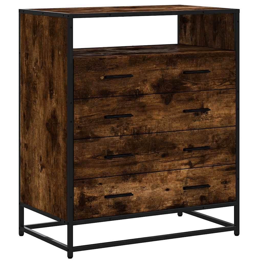 kommode 70x41x83,5 cm konstrueret træ røget egetræsfarve