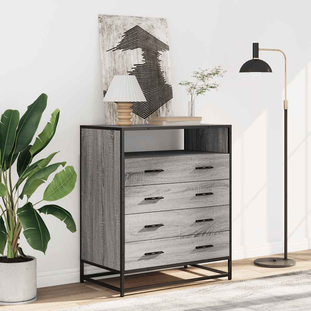 kommode 70x41x83,5 cm konstrueret træ grå sonoma-eg