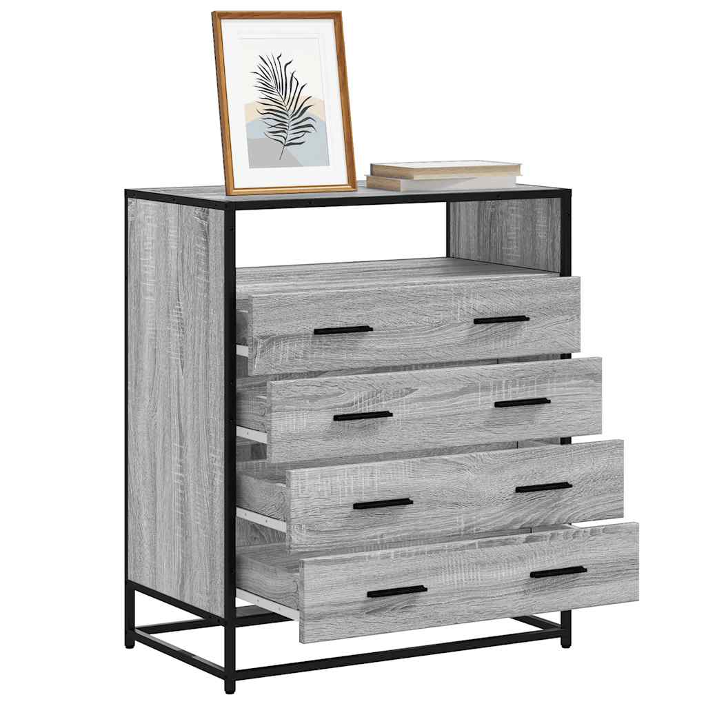 kommode 70x41x83,5 cm konstrueret træ grå sonoma-eg