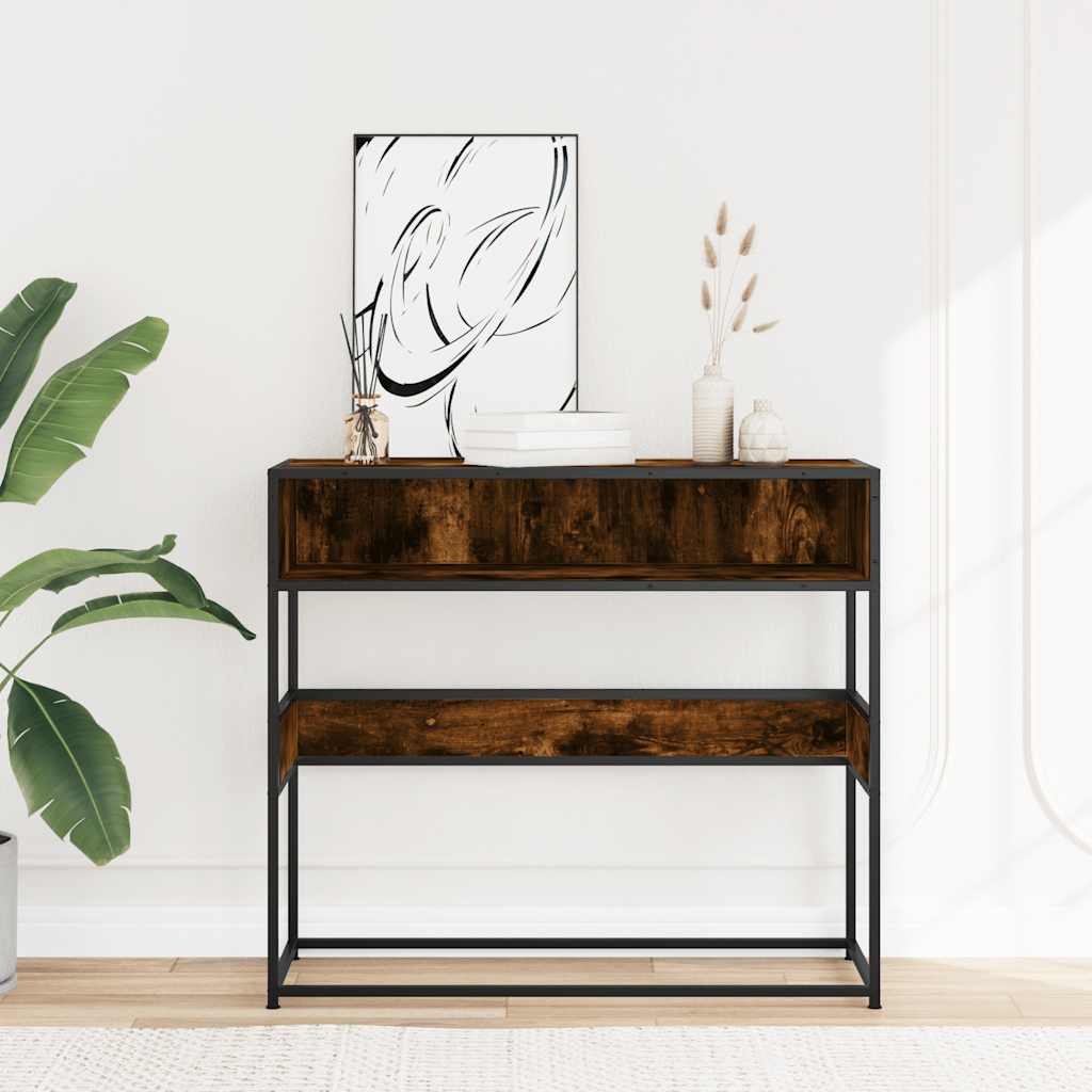 konsolbord 90x35x80 cm konstrueret træ røget egetræsfarve