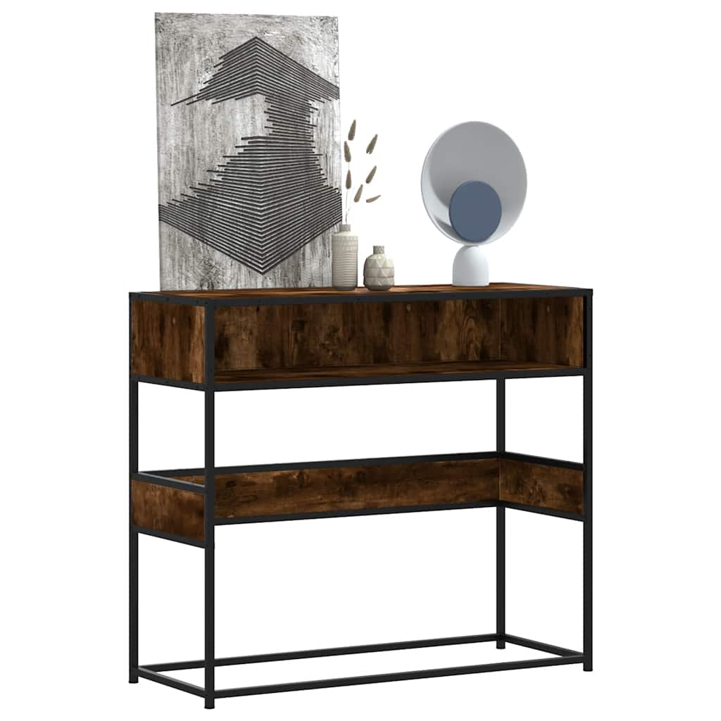 konsolbord 90x35x80 cm konstrueret træ røget egetræsfarve