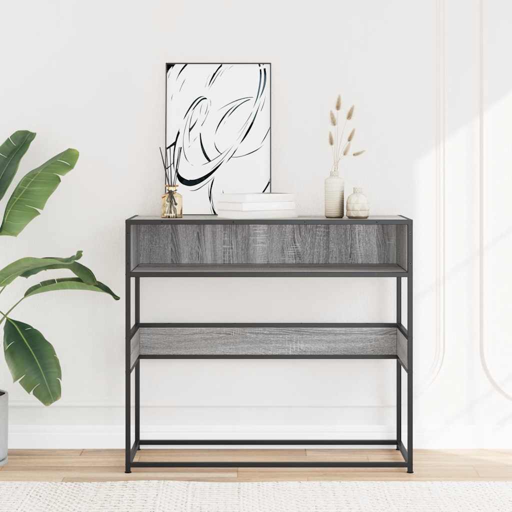 konsolbord 90x35x80 cm konstrueret træ grå sonoma-eg