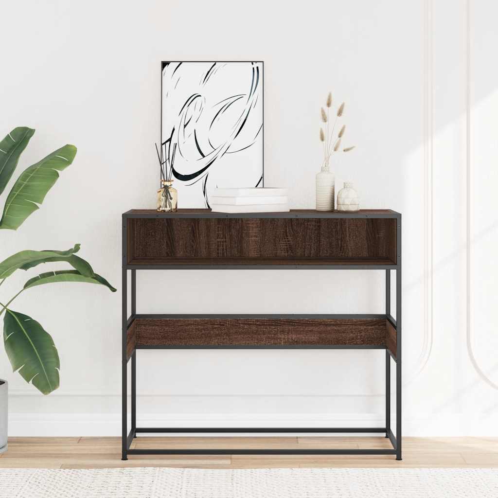 konsolbord 90x35x80 cm konstrueret træ brun egetræsfarve