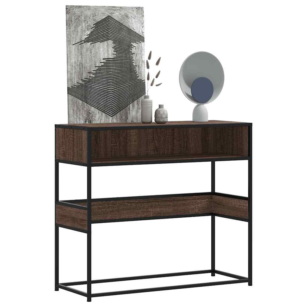 konsolbord 90x35x80 cm konstrueret træ brun egetræsfarve
