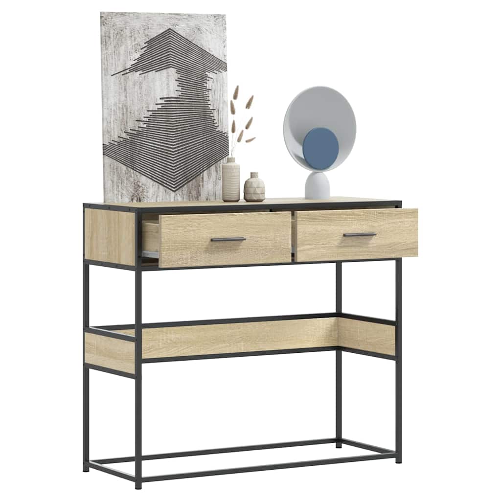 konsolbord 90x35x80 cm konstrueret træ sonoma-eg