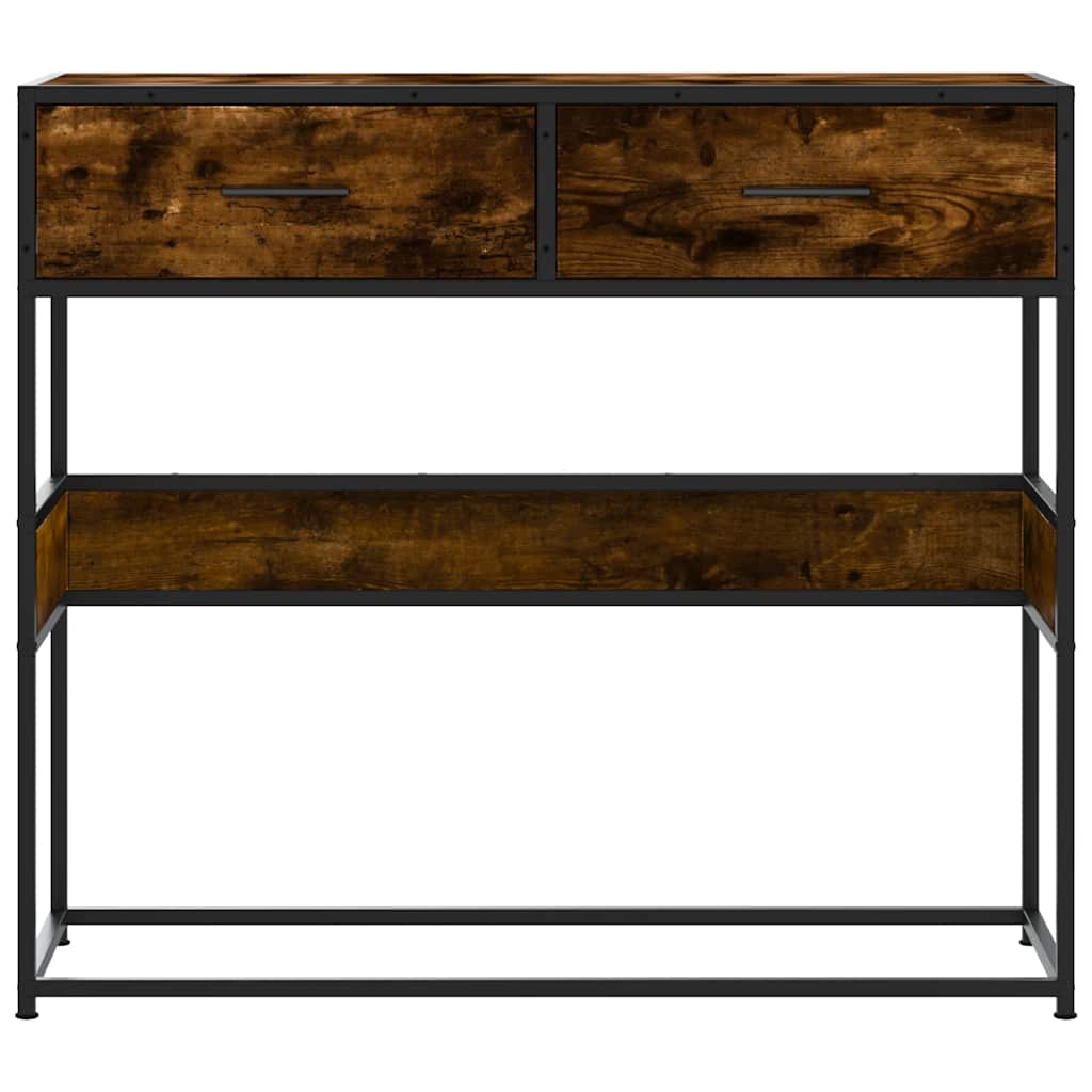 konsolbord 90x35x80 cm konstrueret træ røget egetræsfarve