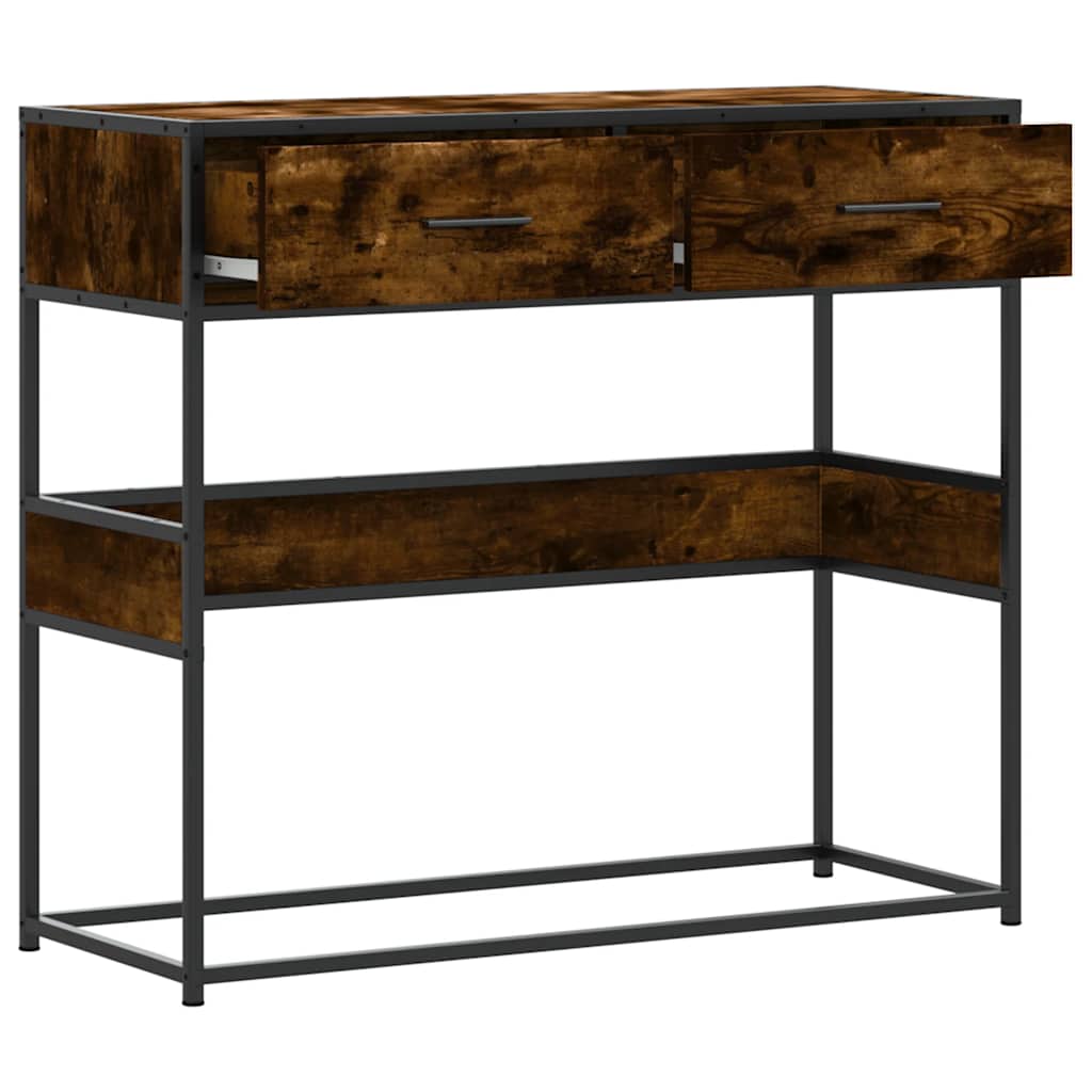 konsolbord 90x35x80 cm konstrueret træ røget egetræsfarve