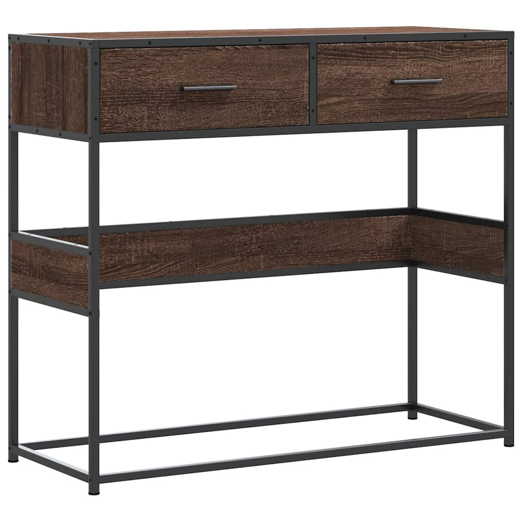 konsolbord 90x35x80 cm konstrueret træ brun egetræsfarve