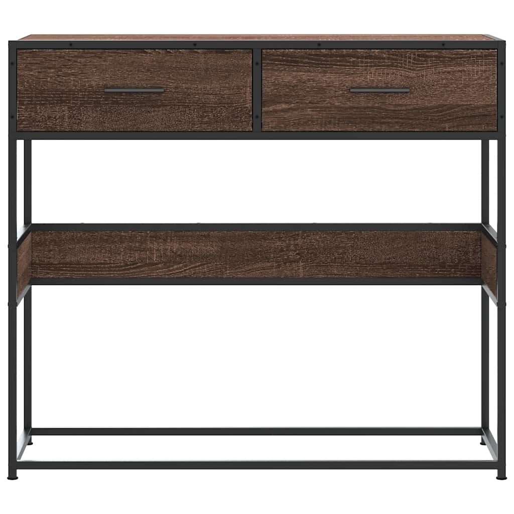 konsolbord 90x35x80 cm konstrueret træ brun egetræsfarve