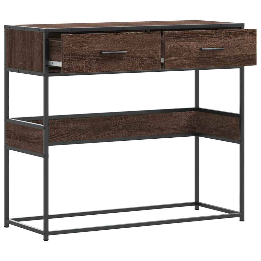 konsolbord 90x35x80 cm konstrueret træ brun egetræsfarve
