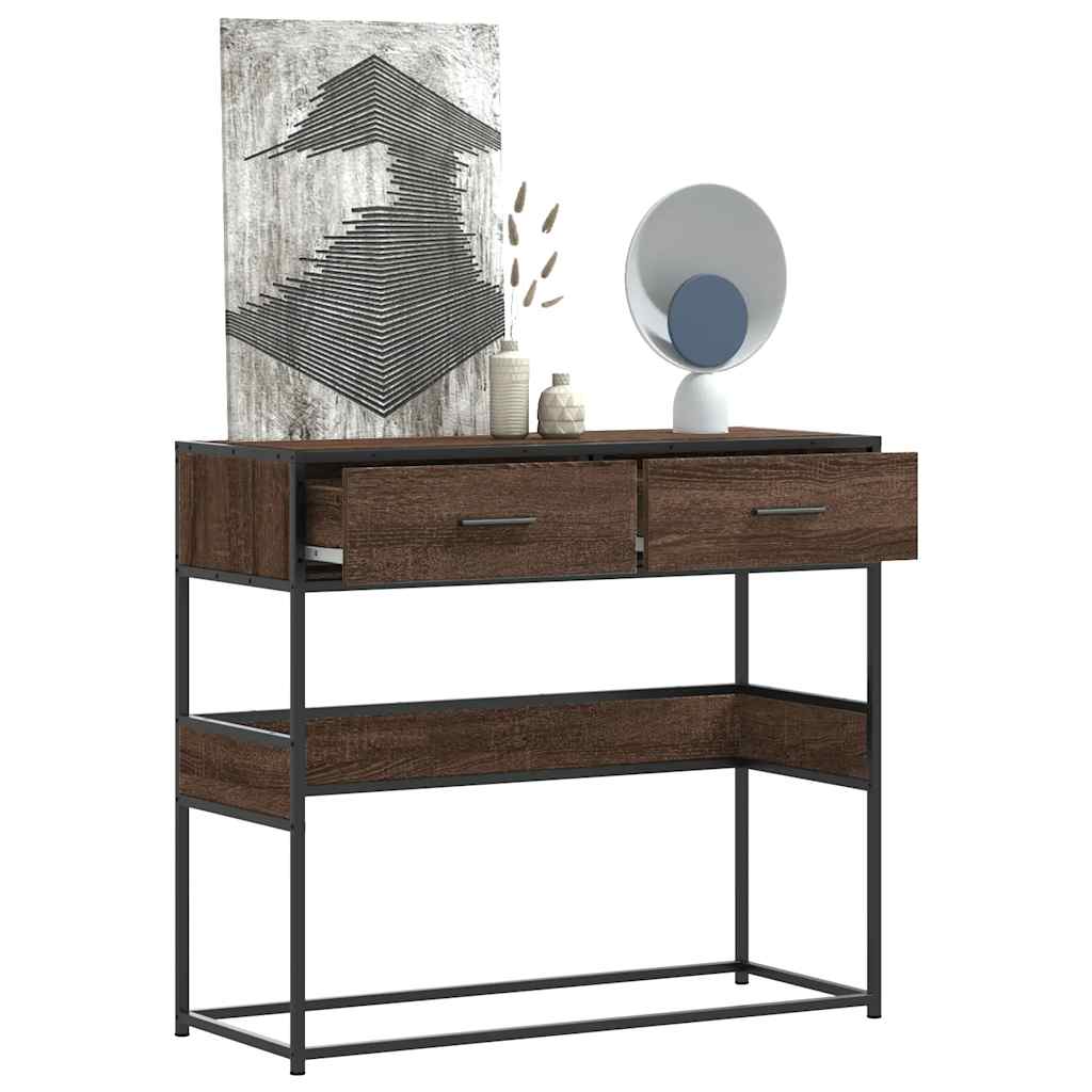 konsolbord 90x35x80 cm konstrueret træ brun egetræsfarve