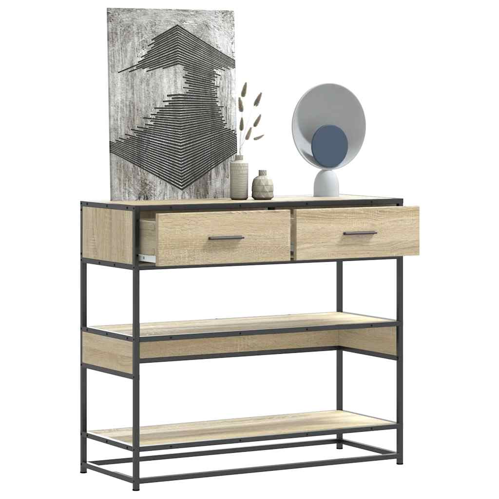 konsolbord 90x35x80 cm konstrueret træ sonoma-eg