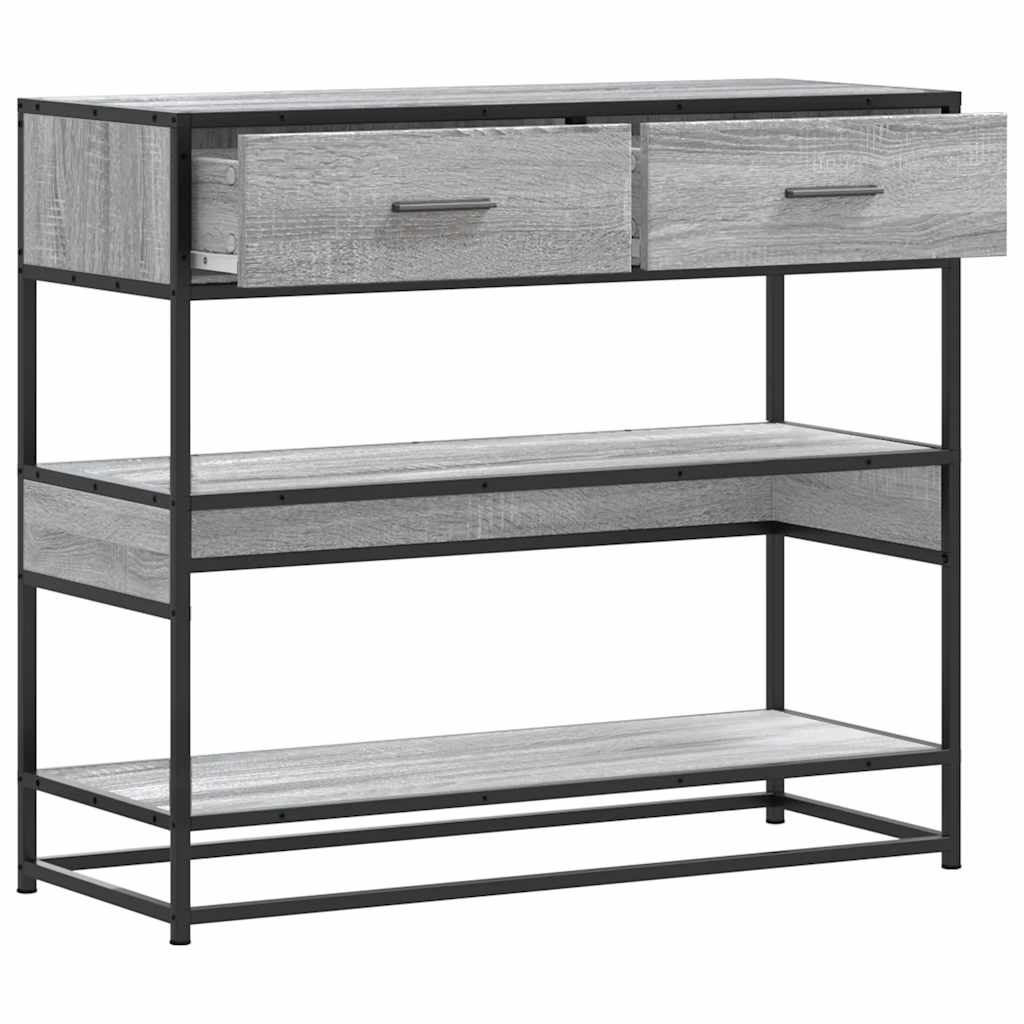 konsolbord 90x35x80 cm konstrueret træ grå sonoma-eg