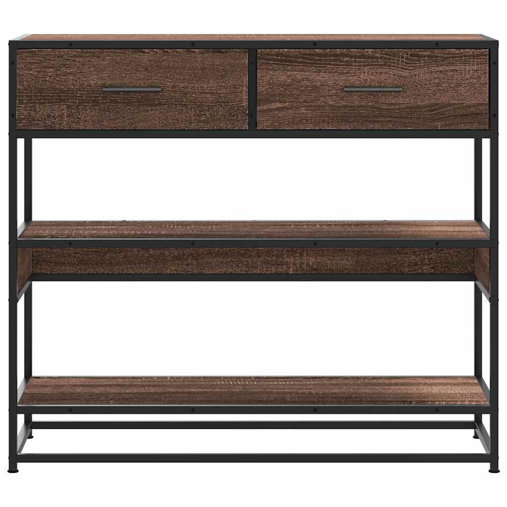 konsolbord 90x35x80 cm konstrueret træ brun egetræsfarve
