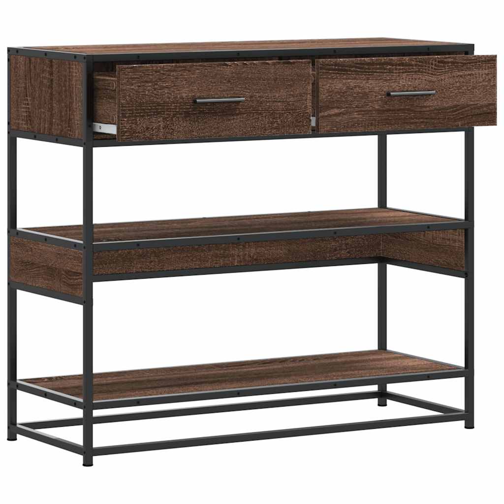 konsolbord 90x35x80 cm konstrueret træ brun egetræsfarve