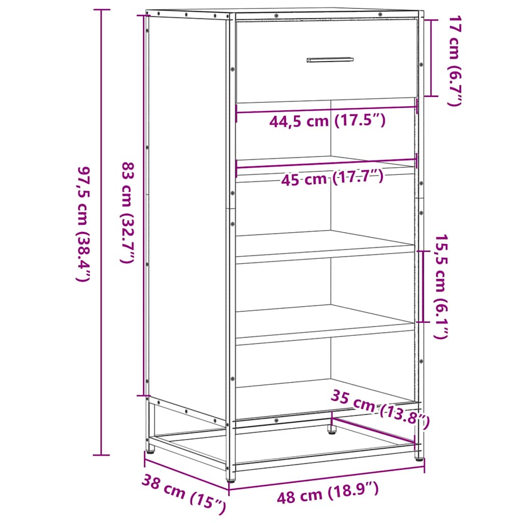skostativ 48x38x97,5 cm konstrueret træ sort