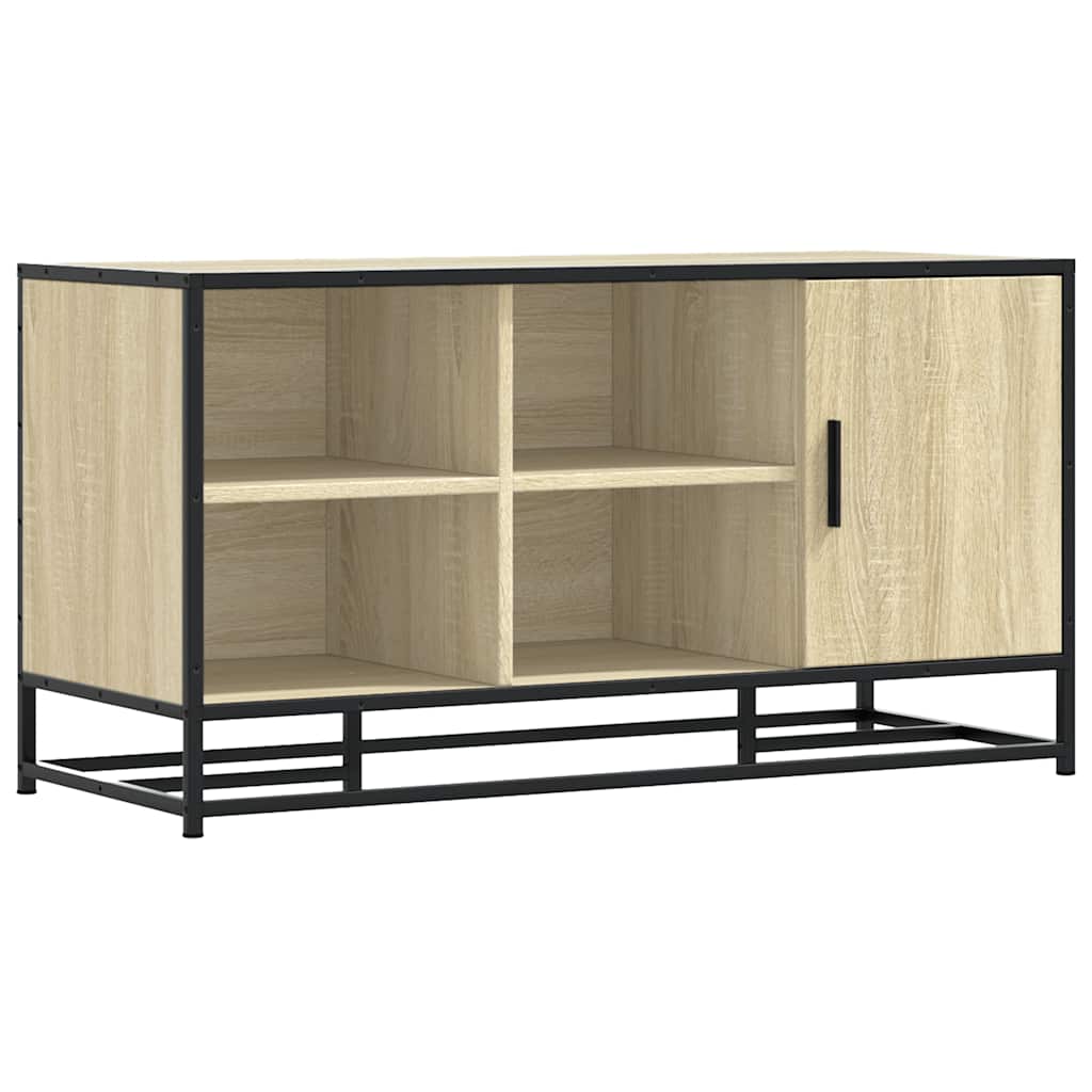 skobænk 100x40x53,5 cm konstrueret træ og metal sonoma-eg