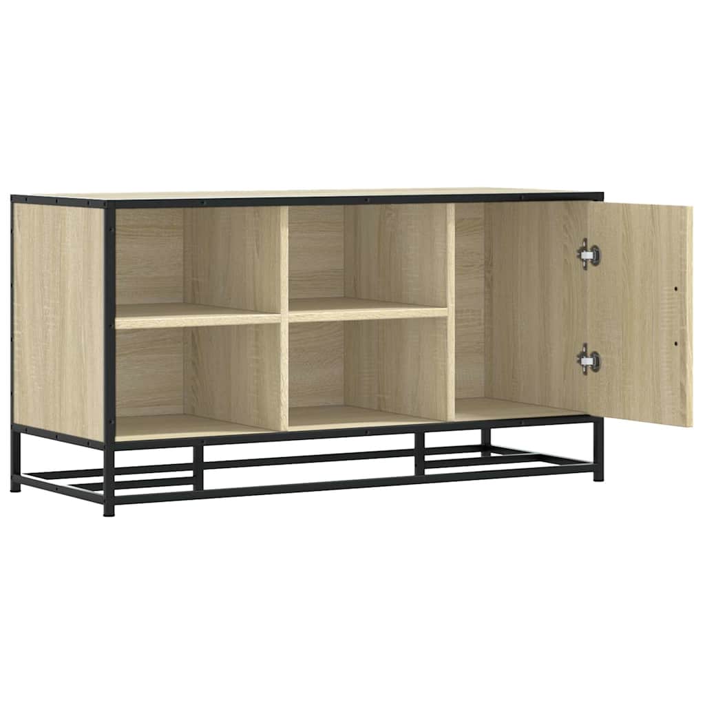 skobænk 100x40x53,5 cm konstrueret træ og metal sonoma-eg
