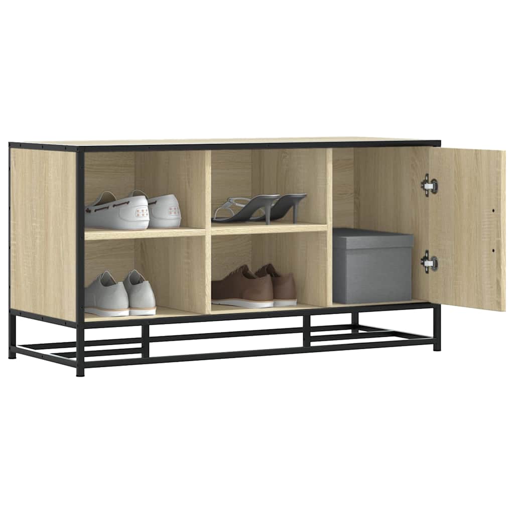 skobænk 100x40x53,5 cm konstrueret træ og metal sonoma-eg